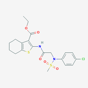 molecular formula C20H23ClN2O5S2 B425643 ethyl 2-[[2-(4-chloro-N-methylsulfonylanilino)acetyl]amino]-4,5,6,7-tetrahydro-1-benzothiophene-3-carboxylate CAS No. 664315-75-7