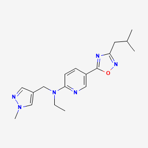 molecular formula C18H24N6O B4256467 N-ethyl-5-(3-isobutyl-1,2,4-oxadiazol-5-yl)-N-[(1-methyl-1H-pyrazol-4-yl)methyl]-2-pyridinamine 