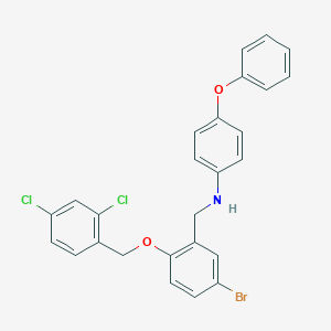 molecular formula C26H20BrCl2NO2 B425649 N-{5-bromo-2-[(2,4-dichlorobenzyl)oxy]benzyl}-4-phenoxyaniline 