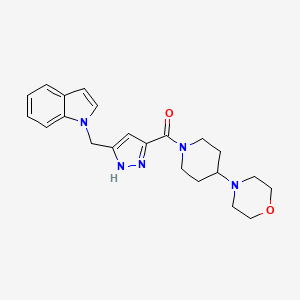 molecular formula C22H27N5O2 B4256553 1-[(3-{[4-(4-morpholinyl)-1-piperidinyl]carbonyl}-1H-pyrazol-5-yl)methyl]-1H-indole 