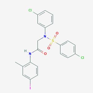 molecular formula C21H17Cl2IN2O3S B425658 2-{3-chloro[(4-chlorophenyl)sulfonyl]anilino}-N-(4-iodo-2-methylphenyl)acetamide 