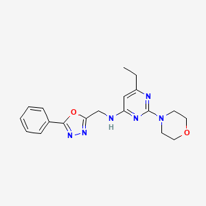 molecular formula C19H22N6O2 B4256594 6-ethyl-2-morpholin-4-yl-N-[(5-phenyl-1,3,4-oxadiazol-2-yl)methyl]pyrimidin-4-amine 