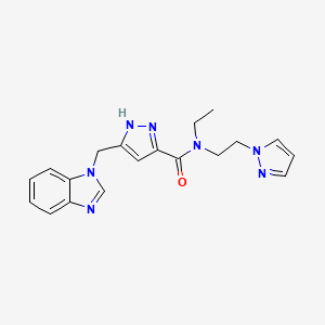 molecular formula C19H21N7O B4256604 5-(1H-benzimidazol-1-ylmethyl)-N-ethyl-N-[2-(1H-pyrazol-1-yl)ethyl]-1H-pyrazole-3-carboxamide 