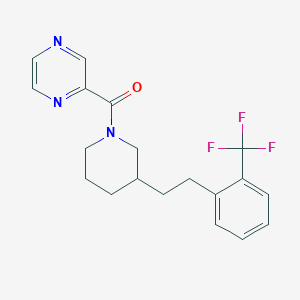 molecular formula C19H20F3N3O B4256627 2-[(3-{2-[2-(trifluoromethyl)phenyl]ethyl}-1-piperidinyl)carbonyl]pyrazine 