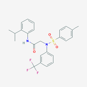 molecular formula C25H25F3N2O3S B425663 N-(2-isopropylphenyl)-2-[[(4-methylphenyl)sulfonyl]-3-(trifluoromethyl)anilino]acetamide 