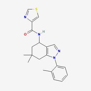 molecular formula C20H22N4OS B4256660 N-[6,6-dimethyl-1-(2-methylphenyl)-4,5,6,7-tetrahydro-1H-indazol-4-yl]-1,3-thiazole-4-carboxamide 