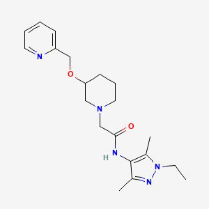 molecular formula C20H29N5O2 B4256664 N-(1-ethyl-3,5-dimethyl-1H-pyrazol-4-yl)-2-[3-(pyridin-2-ylmethoxy)piperidin-1-yl]acetamide 