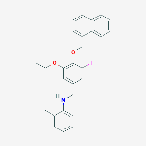 molecular formula C27H26INO2 B425668 N-[3-ethoxy-5-iodo-4-(naphthalen-1-ylmethoxy)benzyl]-2-methylaniline 