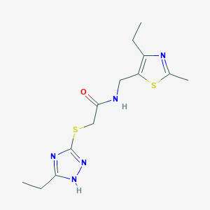 molecular formula C13H19N5OS2 B4256684 N-[(4-ethyl-2-methyl-1,3-thiazol-5-yl)methyl]-2-[(3-ethyl-1H-1,2,4-triazol-5-yl)thio]acetamide 