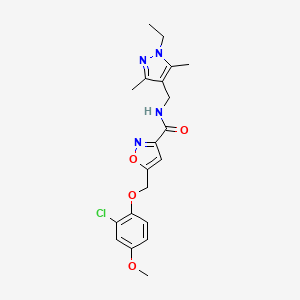 molecular formula C20H23ClN4O4 B4256694 5-[(2-chloro-4-methoxyphenoxy)methyl]-N-[(1-ethyl-3,5-dimethyl-1H-pyrazol-4-yl)methyl]-3-isoxazolecarboxamide 