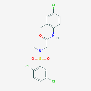 molecular formula C16H15Cl3N2O3S B425670 N-(4-chloro-2-methylphenyl)-2-[[(2,5-dichlorophenyl)sulfonyl](methyl)amino]acetamide 