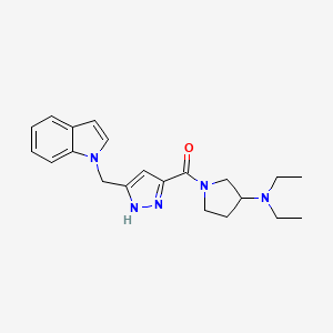 molecular formula C21H27N5O B4256720 N,N-diethyl-1-{[5-(1H-indol-1-ylmethyl)-1H-pyrazol-3-yl]carbonyl}-3-pyrrolidinamine 