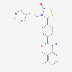 molecular formula C26H26N2O2S B425673 N-(2,3-dimethylphenyl)-4-[4-oxo-3-(2-phenylethyl)-1,3-thiazolidin-2-yl]benzamide 