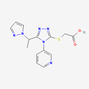 molecular formula C14H14N6O2S B4256750 ({5-[1-(1H-pyrazol-1-yl)ethyl]-4-pyridin-3-yl-4H-1,2,4-triazol-3-yl}thio)acetic acid 