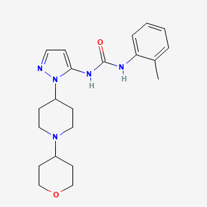 molecular formula C21H29N5O2 B4256782 N-(2-methylphenyl)-N'-{1-[1-(tetrahydro-2H-pyran-4-yl)-4-piperidinyl]-1H-pyrazol-5-yl}urea 