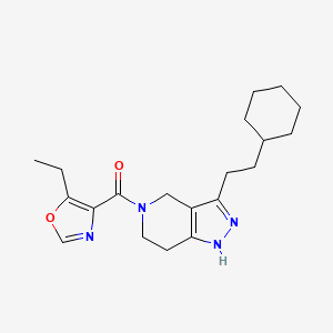 molecular formula C20H28N4O2 B4256786 3-(2-cyclohexylethyl)-5-[(5-ethyl-1,3-oxazol-4-yl)carbonyl]-4,5,6,7-tetrahydro-1H-pyrazolo[4,3-c]pyridine 