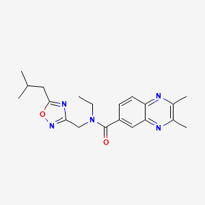 molecular formula C20H25N5O2 B4256814 N-ethyl-N-[(5-isobutyl-1,2,4-oxadiazol-3-yl)methyl]-2,3-dimethylquinoxaline-6-carboxamide 