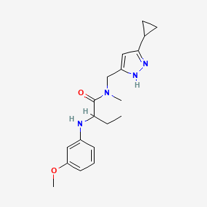 molecular formula C19H26N4O2 B4256819 N-[(5-cyclopropyl-1H-pyrazol-3-yl)methyl]-2-[(3-methoxyphenyl)amino]-N-methylbutanamide 