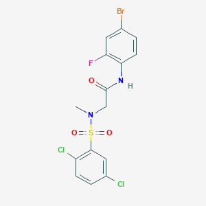 molecular formula C15H12BrCl2FN2O3S B425682 N-(4-bromo-2-fluorophenyl)-2-[[(2,5-dichlorophenyl)sulfonyl](methyl)amino]acetamide 