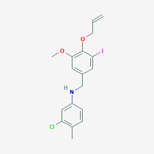 molecular formula C18H19ClINO2 B425684 N-[4-(allyloxy)-3-iodo-5-methoxybenzyl]-N-(3-chloro-4-methylphenyl)amine 