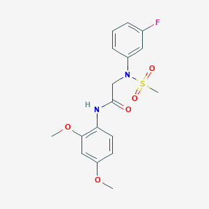 molecular formula C17H19FN2O5S B425686 N-(2,4-dimethoxyphenyl)-2-[3-fluoro(methylsulfonyl)anilino]acetamide 