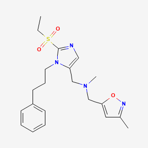 molecular formula C21H28N4O3S B4256900 1-[2-(ethylsulfonyl)-1-(3-phenylpropyl)-1H-imidazol-5-yl]-N-methyl-N-[(3-methyl-5-isoxazolyl)methyl]methanamine 
