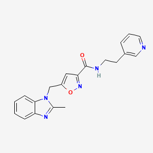 molecular formula C20H19N5O2 B4256916 5-[(2-methyl-1H-benzimidazol-1-yl)methyl]-N-[2-(3-pyridinyl)ethyl]-3-isoxazolecarboxamide 