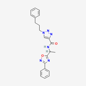 molecular formula C22H22N6O2 B4256927 N-[1-(3-phenyl-1,2,4-oxadiazol-5-yl)ethyl]-1-(3-phenylpropyl)-1H-1,2,3-triazole-4-carboxamide 