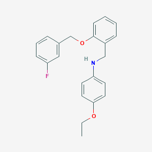 molecular formula C22H22FNO2 B425694 4-ethoxy-N-{2-[(3-fluorobenzyl)oxy]benzyl}aniline 
