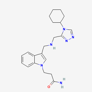 molecular formula C21H28N6O B4256967 3-[3-({[(4-cyclohexyl-4H-1,2,4-triazol-3-yl)methyl]amino}methyl)-1H-indol-1-yl]propanamide 