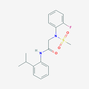 molecular formula C18H21FN2O3S B425700 2-[2-fluoro(methylsulfonyl)anilino]-N-(2-isopropylphenyl)acetamide 