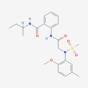 molecular formula C22H29N3O5S B425703 N-(sec-butyl)-2-({[2-methoxy-5-methyl(methylsulfonyl)anilino]acetyl}amino)benzamide 