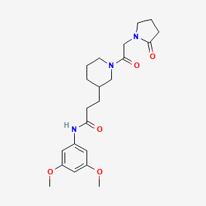 molecular formula C22H31N3O5 B4257042 N-(3,5-dimethoxyphenyl)-3-{1-[(2-oxo-1-pyrrolidinyl)acetyl]-3-piperidinyl}propanamide 