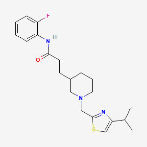 molecular formula C21H28FN3OS B4257059 N-(2-fluorophenyl)-3-{1-[(4-isopropyl-1,3-thiazol-2-yl)methyl]-3-piperidinyl}propanamide 