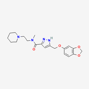 molecular formula C20H26N4O4 B4257076 5-[(1,3-benzodioxol-5-yloxy)methyl]-N-methyl-N-[2-(1-piperidinyl)ethyl]-1H-pyrazole-3-carboxamide 