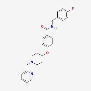 molecular formula C25H26FN3O2 B4257093 N-(4-fluorobenzyl)-4-{[1-(2-pyridinylmethyl)-4-piperidinyl]oxy}benzamide 