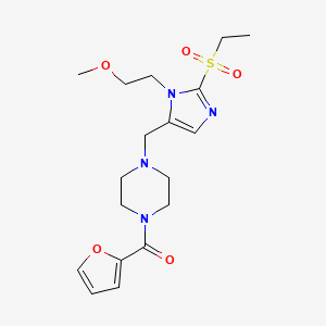 molecular formula C18H26N4O5S B4257125 1-{[2-(ethylsulfonyl)-1-(2-methoxyethyl)-1H-imidazol-5-yl]methyl}-4-(2-furoyl)piperazine 