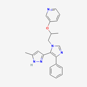 molecular formula C21H21N5O B4257136 3-{1-methyl-2-[5-(3-methyl-1H-pyrazol-5-yl)-4-phenyl-1H-imidazol-1-yl]ethoxy}pyridine 
