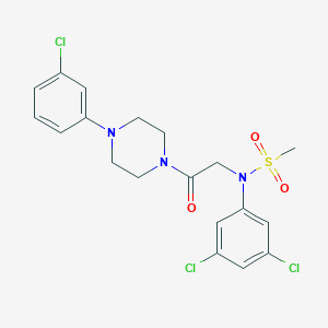 molecular formula C19H20Cl3N3O3S B425714 N-{2-[4-(3-chlorophenyl)-1-piperazinyl]-2-oxoethyl}-N-(3,5-dichlorophenyl)methanesulfonamide 