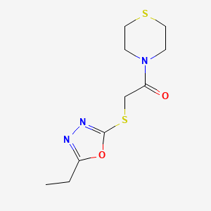 molecular formula C10H15N3O2S2 B4257191 4-{[(5-ethyl-1,3,4-oxadiazol-2-yl)thio]acetyl}thiomorpholine 