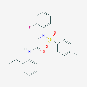 molecular formula C24H25FN2O3S B425720 2-{2-fluoro[(4-methylphenyl)sulfonyl]anilino}-N-(2-isopropylphenyl)acetamide 