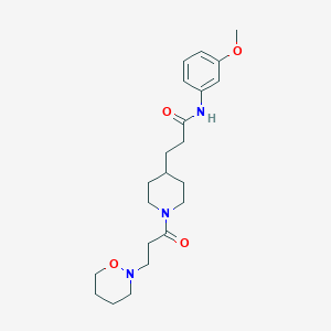 molecular formula C22H33N3O4 B4257209 N-(3-methoxyphenyl)-3-{1-[3-(1,2-oxazinan-2-yl)propanoyl]-4-piperidinyl}propanamide 