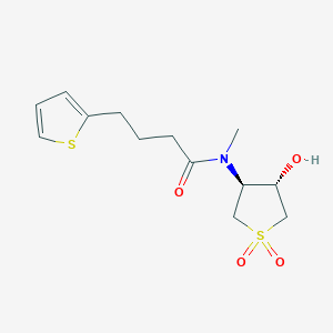 molecular formula C13H19NO4S2 B4257220 N-[(3S*,4S*)-4-hydroxy-1,1-dioxidotetrahydro-3-thienyl]-N-methyl-4-(2-thienyl)butanamide 