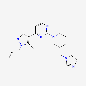 molecular formula C20H27N7 B4257243 2-[3-(1H-imidazol-1-ylmethyl)piperidin-1-yl]-4-(5-methyl-1-propyl-1H-pyrazol-4-yl)pyrimidine 