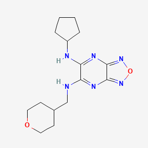 molecular formula C15H22N6O2 B4257250 N-cyclopentyl-N'-(tetrahydro-2H-pyran-4-ylmethyl)[1,2,5]oxadiazolo[3,4-b]pyrazine-5,6-diamine 