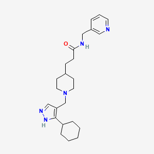 molecular formula C24H35N5O B4257252 3-{1-[(3-cyclohexyl-1H-pyrazol-4-yl)methyl]-4-piperidinyl}-N-(3-pyridinylmethyl)propanamide 
