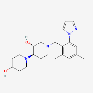 molecular formula C22H32N4O2 B4257276 (3'R*,4'R*)-1'-[2,4-dimethyl-6-(1H-pyrazol-1-yl)benzyl]-1,4'-bipiperidine-3',4-diol 