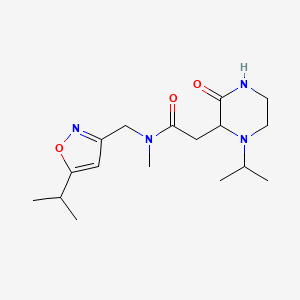 molecular formula C17H28N4O3 B4257301 N-[(5-isopropylisoxazol-3-yl)methyl]-2-(1-isopropyl-3-oxopiperazin-2-yl)-N-methylacetamide 