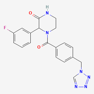 3-(3-fluorophenyl)-4-[4-(1H-tetrazol-1-ylmethyl)benzoyl]piperazin-2-one