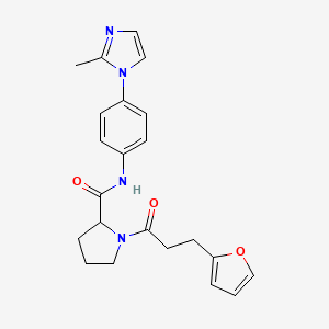 molecular formula C22H24N4O3 B4257310 1-[3-(2-furyl)propanoyl]-N-[4-(2-methyl-1H-imidazol-1-yl)phenyl]prolinamide 